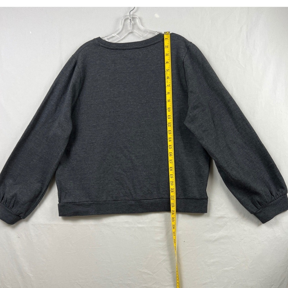 J.Crew Sweatshirt Women XL Grey Rhinestone Embellished Jeweled Crewneck Pullover - Picture 4 of 8